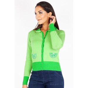 Voodoo Vixen Womens Izzy Lime Cardigan XS Sz 2 Green Rockabilly Retro Pin Up